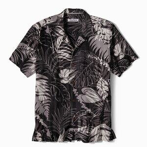 Tommy Bahama Men’s Paraíso Palms Camp Shirt XXL Black Gray White Short Sleeve